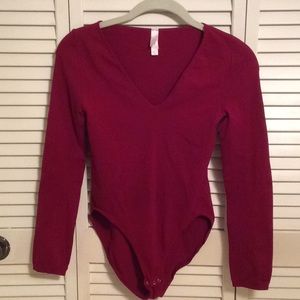 Victoria’s Secret Long Sleeve Burgundy Bodysuit-S